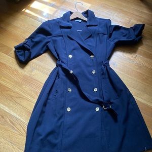 Double breasted navy shirt dress